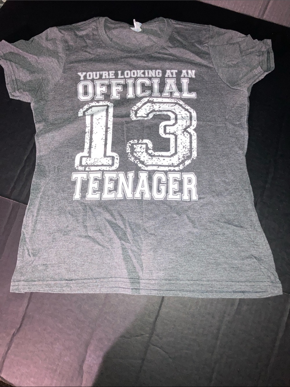 Gray 'Official 13 Teenager' Short Sleeve Graphic Tee